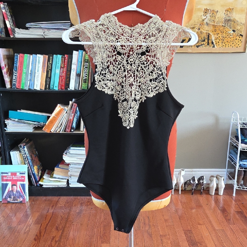 Elegant Black Lace Bodysuit
